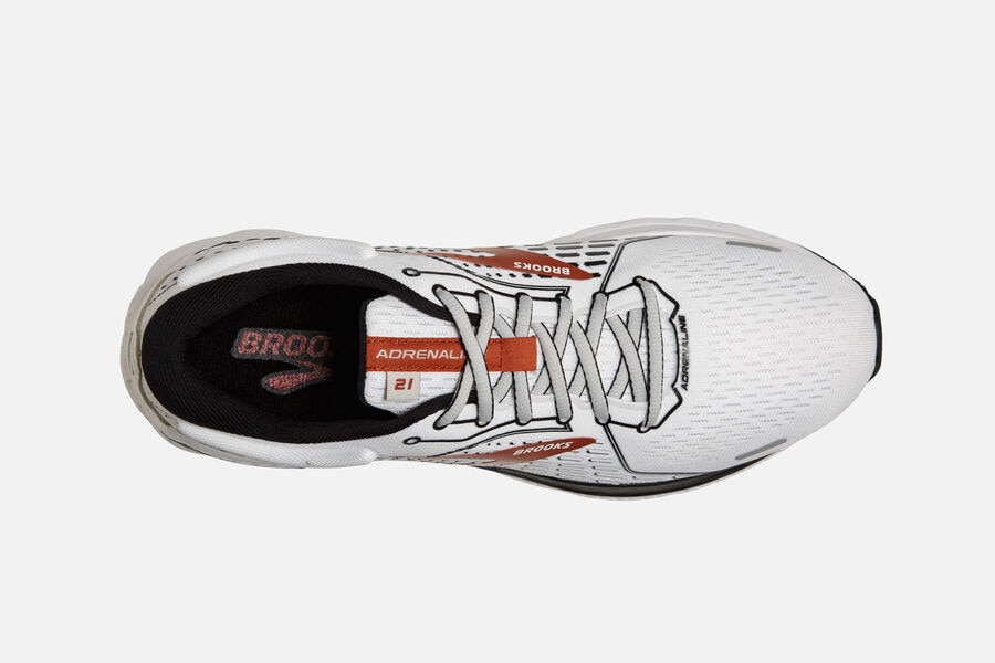 Brooks Adrenaline GTS 21 Road Running Shoes Mens - White/Black/Orange - SHONQ-0495